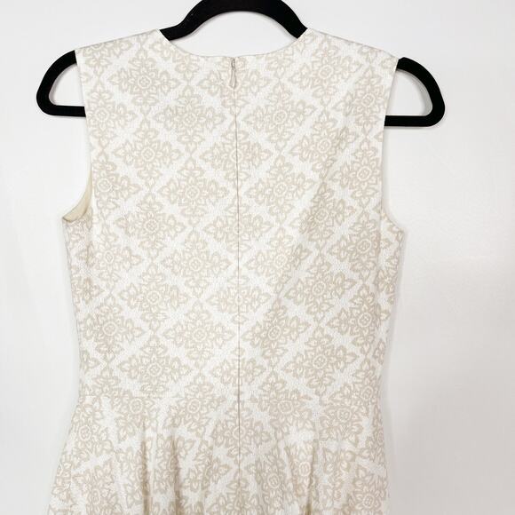 Diane Von Furstenberg 2 White Cream Jeannie Fit and Flare Dress Henna Sleeveless - Picture 6 of 10